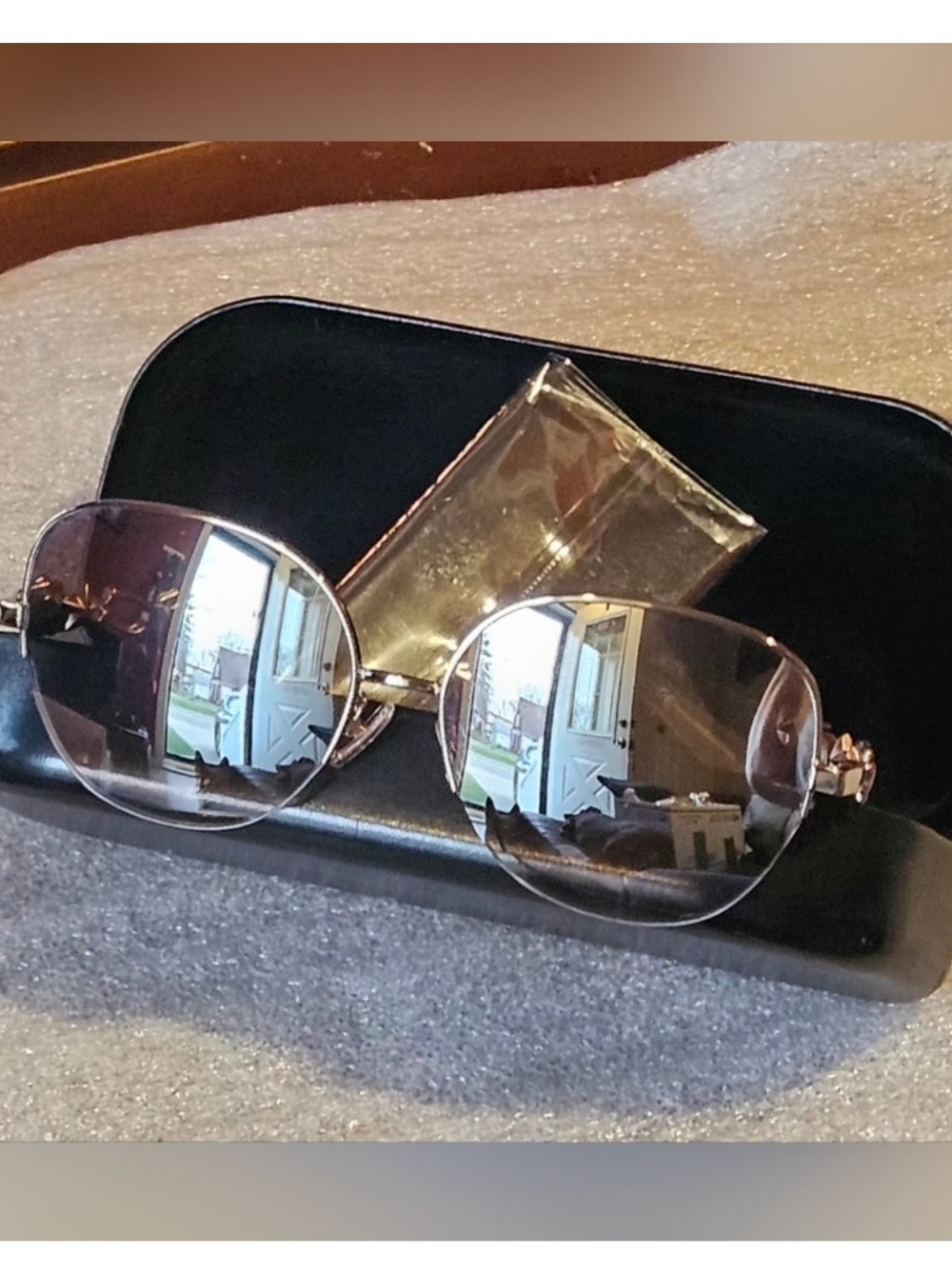 Coach Charm Story Rose Gold Rimless Floral Crystal Sunglasses w/ Case - Picture 12 of 13